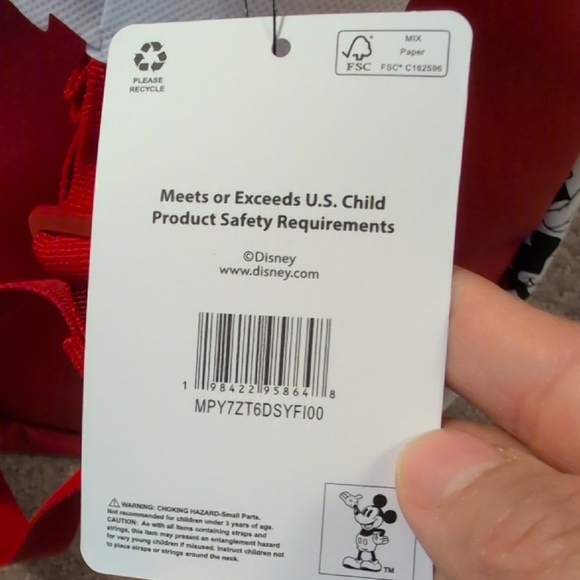 Disney Mickey Mouse Kids Backpack - Black, Red, and White NWT - Picture 4 of 10